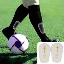1 Pair Football Mini Shin Guards, Golden Cross Pattern, Unisex Thick Sports Protective Gear, Sturdy Anti-Collision, Leg-Fitting Design, Suitable For All Seasons - Golden Cross - View 4