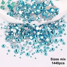 SS6 2MM-SS30 6.4MM, 7 Sizes, Non-Hot Fix, Adhesive Round Flat Bottom Glass Crystal Rhinestones, Multi-Color Crystal Gemstone Jewelry Beads DIY Glass Stone Diamond Design Accessories, Glitter Nail Art Stickers Decoration, Suitable For Phone Cases, Clothes, Bags, Shoes, Crafts - Multicolor - View 92