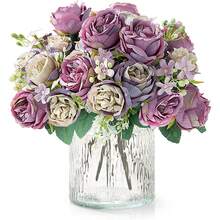 1pc/80stems Romantic Silk Peony Hydrangea Bouquet Artificial Flowers, Plastic Flower Arrangement For Wedding/Home/Bedroom/Living Room/Dining Table Decor, Bridal Bouquet, Mother's Day - Mauve Purple - View 10