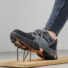 女士安全鞋，徒步系列，防挤压，防刺穿，10KV绝缘，复合鞋头，黑色和粉色，时尚，美观，透气，功能性工作鞋（鞋码为中国尺码，请注意国际换算！鞋子偏大，请选择小一码）（迷彩鞋底颜色为正常现象） - 粉色 - 查看 4