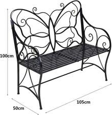 HLC Outdoor Bench Outdoor Sturdy Rust-Resistant Bench Butterfly Cast Iron With Armrests Park,Yard, Patio, Porch, Lawn Double Seats - Black - View 2
