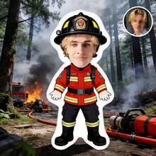 个性化脸型抱枕 - 个性化幽默照片抱枕，栩栩如生的猫狗肖像，生日、情人节、圣诞节、万圣节、感恩节的理想趣味礼物 - 消防員 - 查看 7