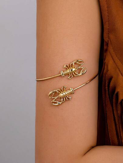 1 chiếc vòng tay hình tôm hùm/vòng đeo tay trên bắp tay/vòng quấn quanh cổ tay, trang sức biển dành cho nữ.