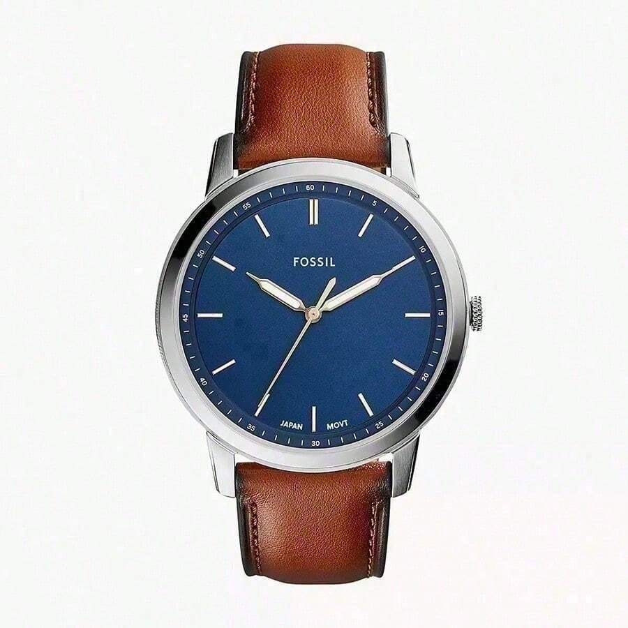 Fossil Men's Minimalist Quartz Watch | Black Dial With Stainless Steel Strap, Crafting Elegant Casual Business Style. FS5304/FS5305/FS5308 - Dark Brown - View 1