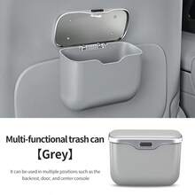 Multi-Function Car Trash Can With Lid & Button, Hanging Storage, Dry & Wet Use, Car Interior Accessory, Storage Box - One Size - View 13