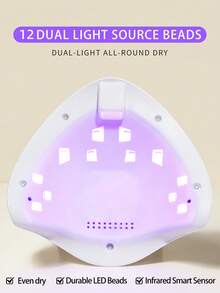 XEIJAYI 1pc White UV LED Nail Lamp, 12 LED Bulbs, Professional Nail Dryer, Gel Polish Curing Lamp With 3 Timer Settings - White - View 7