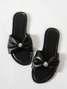 Women's Flat Sandals, Floral Pattern, Versatile Black, Casual Open Toe, 2025 Summer New Casual Beach Shoes, Outdoor Plastic Slippers - Black - View 4