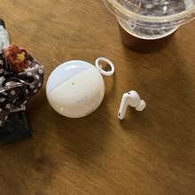 Minimalistiskt blått lock med vit bas, stänkbläck med hängande ring, hörlursfodral kompatibelt med Pro 2, sött Apple 4 minimalistiskt 3 nya 1/2 generationens hörlursfodral för kvinnor, skyddande fodral - Aprikos - Visa 6