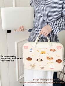 1pc Cute Puppy Pattern 15"/14" Laptop Sleeve, Lightweight & Fashionable, PU Leather Water-Resistant & Shock-Proof Design, Essential For College Students - Multicolor - View 4