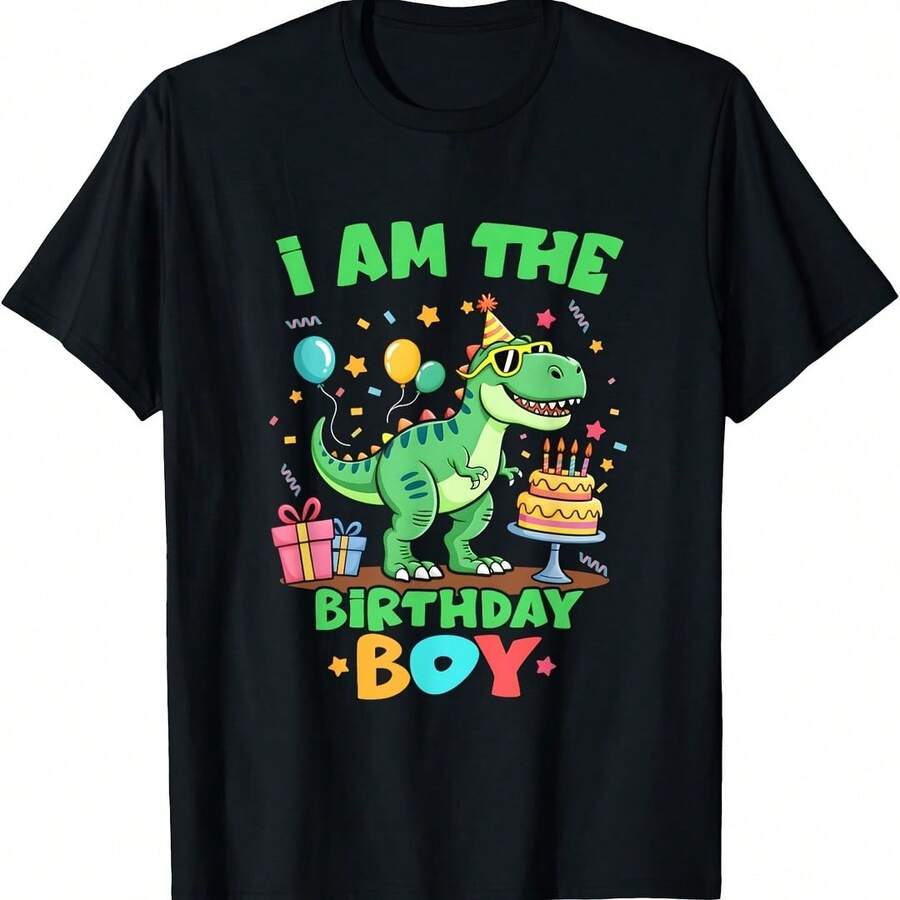 I'm The Birthday T Rex Dinosaur Family Party Bo T-Shirt - 黑色 - 查看 1