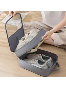 2-In-1 Travel Shoe Storage Bag - Large Capacity Hanging Storage Box With Mesh Side Pockets, Space Saving Design, Machine Washable Polyester, Shoe Storage Box, Shoe Storage Bag For Business Travel, Portable Luggage, Shoe Bag, Shoe Cover Storage Box