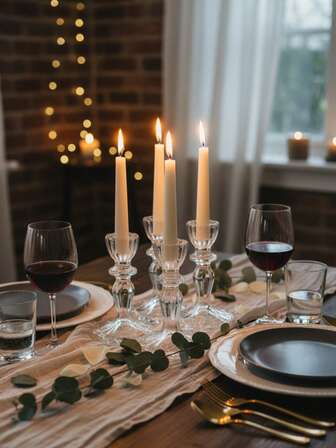 3 st/1 st elegant transparent ljusstake/stativ, rumsinredning/heminredning/bordsdekor, naturlig kristalldesign, lämplig för möbelinredning, skrivbordsdekoration, bröllopsbordsdekoration, kontorsinredning, trädgårdsdekoration utomhus, rumsinredning, familjesammankomst, matbordsdekoration, bröllop, evenemang, present till nära och kära/jul/thanksgiving/halloween