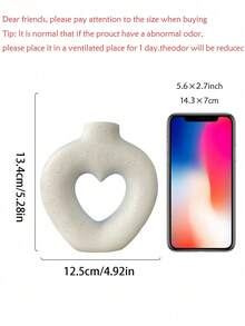 1 chiếc bình hoa hình trái tim màu trắng, bình gốm trang trí hình trái tim, bình hoa phong cách Bắc Âu, bình hoa trang trí tối giản, thích hợp cho bàn ăn, đám cưới, nhà hàng, phòng khách, văn phòng, trang trí nhà cửa. - Nhiều màu - Xem 6