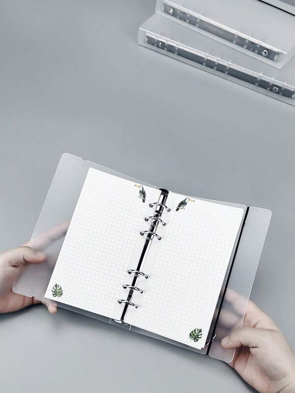 1pc Removable A5/A4 PP Matte File Storage Cover, Student Notebook Simple Loose-Leaf Binder With Elastic Cord, Multi-Hole