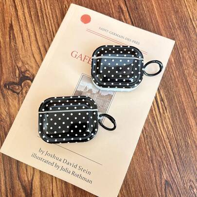 Simple Classic Black And White Polka Dot Rectangle Glossy Surface Earphones Protective Cover Case For AirPods 1 2 3 4 Pro Pro2 Pro3