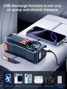 5000A 便携式汽车应急启动电源，带空气压缩机 - 12V 电池增压器，LED 指示灯，USB 快速充电输出，多重保护，包含启动线、气泵和汽车适配器 - 彩色 - 查看 9