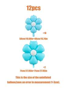 12个雏菊造型气球套装，大小糖果蓝雏菊铝箔气球，适用于生日派对、周年纪念、婚礼、婴儿派对、活动、家居装饰 - 淺藍色 - 查看 2