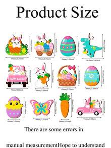 12/24pcs Easter Tree Decoration Set, Happy Easter Wooden Hanging Ornaments With Eggs And Rabbits, Gnomes And Chicks Wooden Pendants With Strings, Home Spring Party Decor Gifts (Rabbit Theme) - Multicolor - View 5