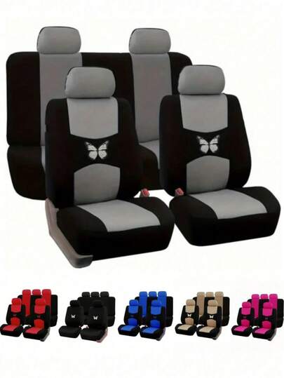 Universal Butterfly Pattern Car Seat Covers (9pcs/4pcs Set) | With Airbag Compatible, Waterproof & Breathable. 9pcs Set (5 Seats) Includes: 2 Front Seat Covers, 1 Backrest Cover, 1 Rear Seat Cover And 5 Headrest Covers. 4pcs Set (2 Seats) Includes: 2 Front Seat Covers And 2 Headrest Covers.