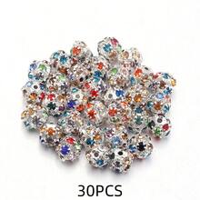 30pcs Shiny Round Beads Rhinestone Spacer Beads For Making Jewelry, DIY Bracelet Necklace - Diamond Ball - View 21