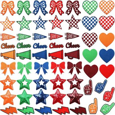 12/60PCS Colorful Celebration Style Iron On Patches, Sew On Embroidered Applique Repair Patch DIY Crafts Projects For Christmas Valentine's Day Clothing Jacket Jeans Pants Dress Backpack Hat Decorations Gifts