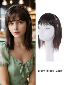 Hairband With Choppy Bangs, One-Piece Hair Extension For Women, Covering Gray Hair, Adding Volume, And Straight Bangs. - Multicolor - View 11