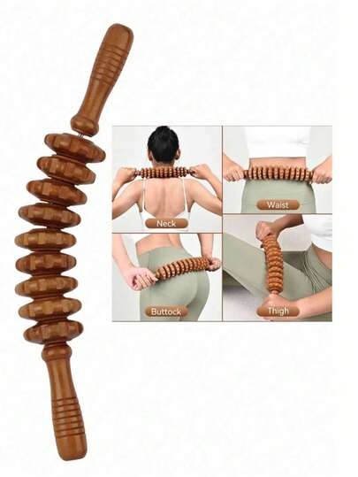 Wooden Massage Roller Tool, Manual Massage Roller Stick For Shaping, Lymphatic Drainage, Reducing Cellulite And Massaging Waist, Thigh And Abdominal Muscles. Suitable For School, Back To School Season, Summer Vacation, Beach Travel, Home Use, Spa, Massage And More Occasions.