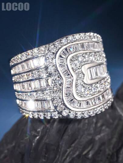 1 st lyxig kubisk zirkoniaring för kvinnor för bröllop, förlovning, årsdag, fest, smycken, alla hjärtans dag-present