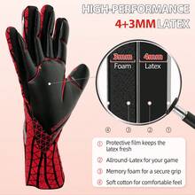 Găng tay thủ môn Sportout, Găng tay thủ môn, Găng tay thủ môn bóng đá thoáng khí, Cao su latex 4mm, Thiết kế cổ điển, Dành cho người lớn và trẻ em - Đỏ - Xem 5