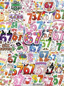 50pcs Funny 67 Stickers, 67 Party Gifts Waterproof Vinyl Stickers - Multicolor - View 11