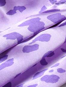 2pcs Tween Girl Purple Leopard Print Short Sleeve Shorts Pajama Set - Multicolor - View 10