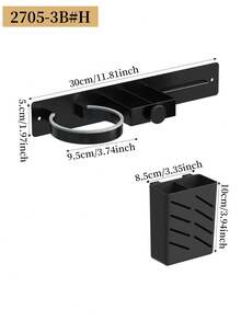 No-Drill Wall-Mounted Hair Dryer Space-Saving Bathroom Storage(Rack No Drilling)-Suitable For Home And Salon Use Modern Plastic Hair Dryer Storage Rack With Cord Hook,For Bathroom Storage,Space-Saving Hair Dryer Stand,Practical Hook - Multicolor - View 12