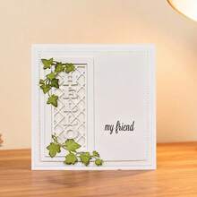 Creative Grids And Leaves Metal Cutting Dies, DIY Scrapbooking Album And Embossing Stencil, Greeting Card Making Tool, Card Paper Cutting Crafts ,Gift Card Making Template Die Cuts. - Silver - View 2