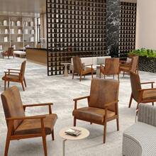 ARREDAMENTI Silla Decorativa Moderna Mediados Siglo con Marco MaderaSillas Tapizadas para Sala Estar Sillón Lectura Tela para Terraza Acristalada Dormitorio Marrón Vintage - MarrnVintage - Ver 4