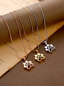 1pc Customized Pet Photo Dog Paw Projection Necklace, Minimalist Paw Print Photo Necklace, Pet Memorial Pendant, Christmas Gift, Mother's Day Gift, Gift For Her, Cat & Dog Fashion, Autumn , Minimalist, Casual, Cute Customized, Personalized - Multicolor - View 5