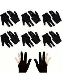 1 Pair Billiard Gloves, 3-Finger Snooker Gloves, Non-Slip Cue Gloves, Suitable For Left And Right Hands, Adult Party Game - Black - View 4