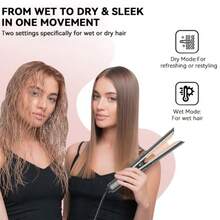 UKLISS Gray Gold/Black Rose Gold 2-In-1 Multi-Functional Hair Styler (200M Negative Ions For Frizz-Free Shine) | Negative Ion Hair Straightener & Hair Dryer | High-Power High-Speed Airflow + Fast Heating | 3 Adjustable Temp Settings + LCD Digital Display - EU F Type Plug(220-240V) - View 9
