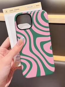1pc Minimalist Retro Contrast Color Asymmetrical Wave Pattern Glossy 2-In-1 Filmstrip Design Hard Phone Case, Compatible With Samsung/Compatible With IPhone 11/12/13/14/15/16/17 Pro Max - Multicolor - View 1