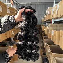 BINF Body Wave Human Hair Bundles 8-30 Inch Glueless Weft Natural Look Graduation Ceremony Hair For New Graduates Easy Styling Daily Wear Soft Wavy And Wet - Natural Black - 查看 3