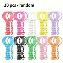 5/10/20/30件套彩色钥匙扣套装，金属圆形开口钥匙圈带龙虾扣，工艺吊坠DIY配件