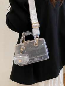 Bộ 2 túi đeo vai trong suốt bằng chất liệu jelly, có thể điều chỉnh kích thước, phù hợp cho du lịch, đi học, đi làm, công sở, túi đeo chéo. - trắng - Xem 7