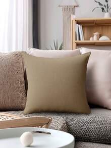 Bộ 4 vỏ gối in họa tiết kẻ ô đơn giản màu be và cà phê, vỏ gối bằng vải lanh mềm mại, không kèm ruột gối, phong cách tối giản tươi mới trang trí nhà cửa, vỏ gối vuông giả vải lanh, vỏ gối trang trí sofa hiện đại, không kèm ruột gối. - be - Xem 10