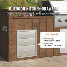 18x23 Inch Outdoor Kitchen Stainless Steel Triple Access BBQ Drawers With Chrome Handle, 18 X23 X 23 Inch - 18" X 23" X 23" - View 3
