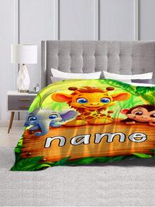 1 件个性化毯子，森林动物图案设计 - 轻盈法兰绒床上用品，适用于沙发、床、旅行、露营、客厅、办公室和椅子 - 采用柔软保暖的数码印花法兰绒面料制成。