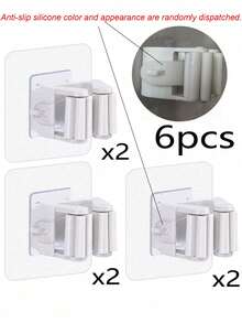 3 pezzi Supporto per scopa e mocio, montato a parete, morsetto per scopa autoadesivo, senza bisogno di forare, adatto per casa, giardino, garage e spazio di stoccaggio, per appendere scope e paletta - Multicolore - Visualizzare 15