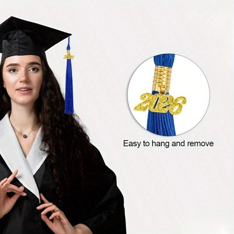 1/10-Piece Gold 2026 Graduation Commemorative Charms - Year Badge Decor For Cap Tassels & Gowns, Commemorative Ornaments For 2026 Graduates, Budget-Friendly Graduation Party Gifts & Souvenirs - Multicolor - View 1