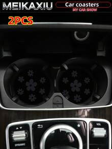 MEIKAXIU 2pcs 3D Floral Fabric Cup Mats, Car Cup Holders Coasters, Car Decor Accessories, For Women - Bubble Flowers - View 17