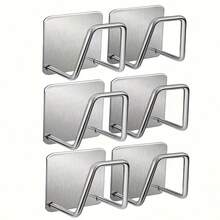 3/5 piezas Soporte de esponja de acero inoxidable, rejilla de drenaje del fregadero de cocina, ganchos adhesivos de pared para almacenamiento de esponjas, ganchos colgantes multifunción - Plateado - Ver 5