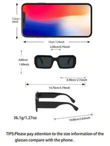 1副/2副时尚方形宽腿复古眼镜，用途广泛，适合旅行、驾驶、街头摄影 - 彩色 - 查看 2