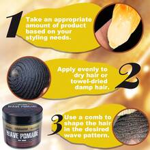 113g Aceite para el cabello negro: Fortalece y previene la rotura y el encrespamiento del cabello, adecuado para cabello rizado/natural, proporciona un peinado suave y brillante sin grasitud. Aplica una pequeña cantidad a diario para el cuidado y el peinado diario del cabello. - Pomada para ondas*113 g - Ver 9